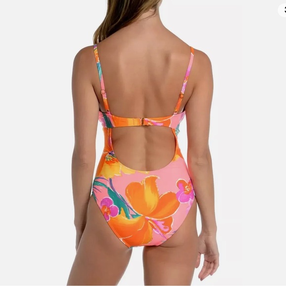 La Blanca Isla Floral Twist Keyhole Push-Up One Piece Swimsuit - Picture 3 of 9